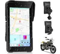 Écran CarPlay Moto, Apple CarPlay & Android Auto sans Fil, Écran Moto HD 5", Étanche IP68 avec Bluetooth, Compatible TPMS, Carte TF, Luminosité Réglable, Support Antivol Amovible