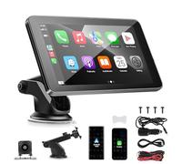 Ecran Carplay Voiture avec Carplay sans Fil Android Auto, 720p Caméra de Recul, 7 in Ecran Tactile, Navigation, stéréo de Voiture avec Lien Miroir, Bluetooth monté sur Le Pare-Brise du Tableau de Bord