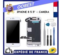 ECRAN COMPLET IPHONE 8 PLUS BLANC VITRE TACTILE + LCD SUR CHASSIS + OUTILS