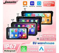 Écran d'affichage pour moto Jansite, GPS moto sans fil Carplay & Android Auto, tableau de bord portable étanche IP67, double Bluetooth 5.0, prise en charge de l'intercom WIFI pour casque, accessoires