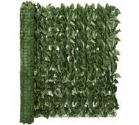 vidaXL Écran de balcon avec feuilles 300x100 cm Vert foncé