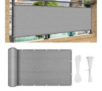 Ecran de Balcon Brise-Vue Brise 350 x 100 cm Nombreuses Tailleset Couleurs, Cache Balcon Brise Vue, avec Attaches de Câble, pour Piscine, Patio, Gris Clair