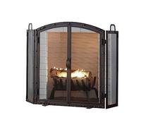 Écran De Cheminée Cheminée écran salon treillis métallique manteau de cheminée avec porte pliable trois panneaux cloison coupe-feu cheminée pare-étincelles Grilles D'étincelles Décoratives