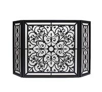 Écran De Cheminée Écran de cheminée pliable à trois panneaux cloison coupe-feu cheminée pare-étincelles salon couverture de cheminée en maille métallique Grilles D'étincelles Décoratives(A)