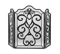 Écran De Cheminée Écran de cheminée pliable décorative rétro intérieure métal métal noir creux écran de cloison ignifuge à trois panneaux Grilles D'étincelles Décoratives