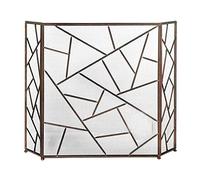 Écran de cheminée en bronze - Écran de protection contre les incendies à 3 panneaux pour bébé et animal domestique, couvercle de protection contre les étincelles pour feu ouvert/poêle à bois/feux à