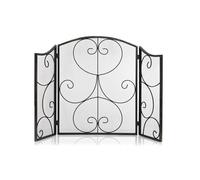 Écran de cheminée Simple Modern Fer Floor Foyer à trois pliages, écran de protection de chauffage du salon, avec décoration de clôture à masse couverture de garde d'étincelle (a) petit cadeau
