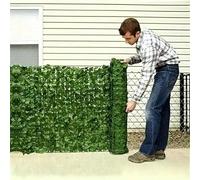 Écran de clôture de confidentialité en lierre artificiel vert toujours vert extensible - Panneau de feuilles de vigne en plastique pour mur végétal artificiel, jardin extérieur, patio, cour, balcon, c