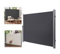 Écran De Confidentialité Extérieur Auvent Latéral Rétractable | Pare-soleil d'intimité,avec base amovible,1,6x6m/5x20pieds,1,8x3m/6x10pieds, avec poignée lisse(Dark Gray,1.8x3m/6x10ft)