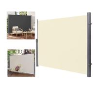 Écran De Confidentialité Extérieur Auvent Latéral Rétractable | Pare-soleil d'intimité,avec base amovible,1,6x6m/5x20pieds,1,8x3m/6x10pieds, avec poignée lisse(Beige,2x3m/7x10ft)