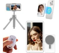 Écran de contrôle magnétique pour téléphone, télécommande Bluetooth pour selfie, caméra arrière, vlog, diffusion en direct, enregistrement vidéo pour iPhone et Android BLANC