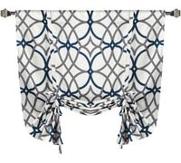 Ecran de fenêtre à ballonnet thermo-isolant, réglable, avec rideau occultant, 42 "de large et 63" de long - gris carreau marocain et motif géométrique navy