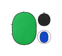 Ecran de fond de studio ovale 2 en 1 Vert et bleu 200x150 cm