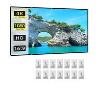 Écran de projecteur antirides uni en Soie lactée Pliable et Portable HD 4K 16 9 avec Crochets pour cinéma Maison intérieur réunion Bureau