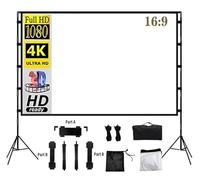 Écran de projecteur avec Support, Blanc Doux, Moins Plis, 60, 84, 100, 120 Pouces, Sac Transport, Pliable, Double trépied, for l'extérieur(84 inch)