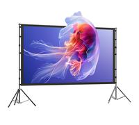 HOMCOM Écran de projection avec trépieds 100" 16:9 HD 4K/8K, 268Lcm, écran videoprojecteur sur pied portable, double face, 2 trépieds pliables, angle de vision 160°, pour cinéma maison, bureau, voyage