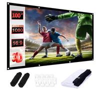 Écran de projection 100" 16:9 HD extérieur toile de projection portable pliable avec crochet et corde pour la maison, l'école, les réunions, le camping, le home cinéma (8 trous)