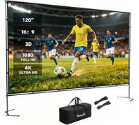 Écran de Projection 120" avec Support Renforcé - Toile 4K HD 16:9 Anti-Pli, Montage 5 Min, pour Intérieur/Extérieur, Fêtes, Home Cinéma & Camping - Sac Inclus