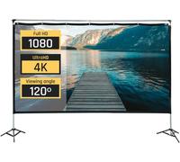 Écran De Projection 120" Panoramique 16:9 - Pliable Et Portable Avec Support - Vision 120º - Adapté Intérieur Et Extérieur - 4K - Compatible Tout Projecteur - Sac Transport Inclus (265X149 Cm)