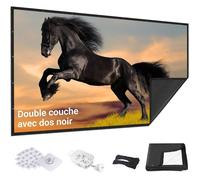 Écran De Projection 150 Pouces Amélioré - Dos Noir Bords Droits Pliable Lavable Et Anti-Pli - Pour Cinéma Maison Et Extérieur -