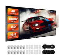 VEVOR Écran de projection mural 381 cm 16:9 4K/1080 HD, affichage double face, angle étendu