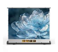 Ecran de Projection 4K HD à Tirer Au Sol, Hauteur d'Écran Réglable, 60 72 80 92 Pouces Ecran de Cinéma Portable à Dos de Ciseaux pour Intérieur(80 inch)