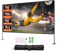 Écran De Projection Avec Support 150" 381 Cm Sur Pied Hd 16 9 347X202 Cm Écran De Projecteur En Alu Vision Large 160° Portable Présentation Salle Multimédia Cinéma Plein Air Z4Zx5S6O Blanc[X444]