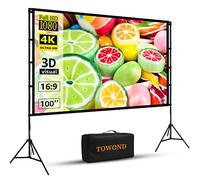 Écran de Projection avec Support, Towond Ecran videoprojecteur intérieur 100 Pouces Écran de cinéma extérieur portatif Écran de rétroprojection HD 16:9 pour Les soirées cinéma à Domicile