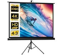 Écran de projection avec support trépied réglable en hauteur home-cinéma vidéo projecteur format 4:3 84 pouces noir