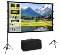 Écran de projection avec trépied, portable de 120 ", pour cinéma extérieur, sans plis, HD 16:9, avec sac de transport, pour le camping, la maison, les fêtes, le théâtre, les nuits
