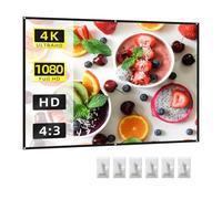 Écran de projection de 213,4 cm 4:3 HD 4K pliable, portable, double face, anti-plis, rideau avec crochets pour intérieur et extérieur, home cinéma, bureau, réunion