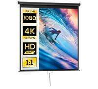 HomCom Écran de projection 99 pouces pour home cinéma 1:1 4K HD fixation mur/plafond Noir
