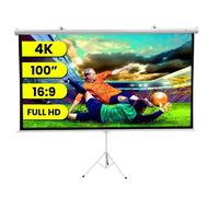 Écran de projection Extralink 100" 16:9 220x125cm PVC blanc mat 0.42mm enroulement semi-automatique mural