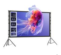 Écran de projection 100" 16:9 HD 4K/8K - trépieds pliables, angle vision 160° - blanc noir