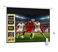 HomCom Écran de projection 100 pouces 16:9 4K HD motorisé électrique mural/plafond acier blanc