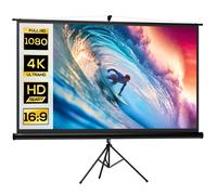 HOMCOM Écran de Projection avec trépied Pliable 100 Pouces 4K HD 16:9, écran vidéoprojecteur réglable en Hauteur, idéal pour Le Home cinéma, Les Films en intérieur/à l'extérieur