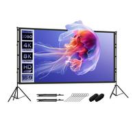 HOMCOM Écran de projection avec trépieds 120" 16:9 HD 4K/8K, 309Lcm, écran videoprojecteur sur pied portable, double face, 2 trépieds pliables, angle de vision 160°, pour cinéma maison, bureau, voyage