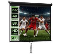 HOMCOM Écran de Projection 120" 4:3 HD 4K avec Boîtier 244 x 183 cm Noir | Écran Vidéoprojecteur, Boîtier en Métal, Hauteur Réglable Manuellement, pour Cinéma Maison, Bureau, Voyage