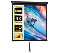 HomCom Écran de projection 85 pouces 1:1 home-cinéma 4K HD métal PVC noir