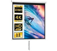 HOMCOM Écran de Projection de 85 Pouces, écran vidéoprojecteur, pour Home cinéma, 1:1 4K HD, Fixation Mur ou Plafond, 162,5 x 8 x 162 cm, Blanc