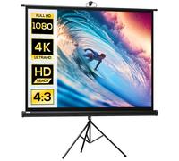 HOMCOM Écran de projection 84 pouces 4:3 4K HD - trépied hauteur réglable - Blanc/Noir 131x92x203 cm