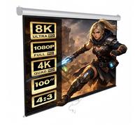 Maclean Écran de projection MC-594 100" 4:3 200x150 – blanc mat, auto-lock, mural/plafond