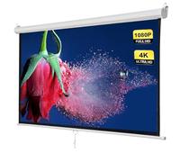 Écran De Projection Manuel, 60" Toile Videoprojecteur Enroulable Rétractable, Fixation Mur Ou Plafond pour Home Cinéma Et Entreprise, Projector Screen avec Verrouillage Automatique(16:9)