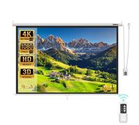 Todeco Écran de Projection Moteur 84 Pouces, Écran de Moteur avec télécommande, Fixation Mur ou Plafond, pour Home Cinéma et Entreprise, 128 x 170 cm, Formats 4:3, HD 4K 3D