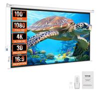 Écran de projection motorisé 100'' 16:9 -toile anti-plis 4K/1080 HD,télécommande,grand angle,montage mural direct,pour cinéma maison