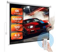 Écran de projection motorisé 120'' 4:3 - toile PVC avec télécommande, angle de vision large, 1080 HD, pour cinéma maison, bureau