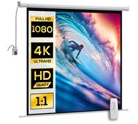 HOMCOM Écran vidéoprojecteur 85 Pouces, 1:1 4K HD écran de Projection motorisé et électrique, écran de Projection TV et Home cinéma, Montage Mural ou Plafond, Panneau de Commande et télécommande
