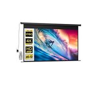 HomCom Écran de projection 120 pouces 16:9 4K HD motorisé électrique, télécommande, acier blanc