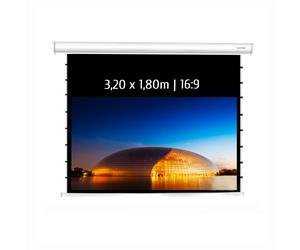 Ecran de projection motorisé tensionné 3,20 x 1,80m - Format 16:9 - Wi-Fi - Carter blanc