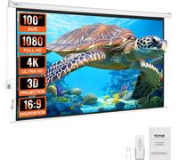 Écran de projection motorisé VEVOR, 100 pouces 16:9 4K 1080 HD écran de projection électrique, écran de projection automatique avec télécommande, écran de cinéma à montage mural pour le théâtre famili